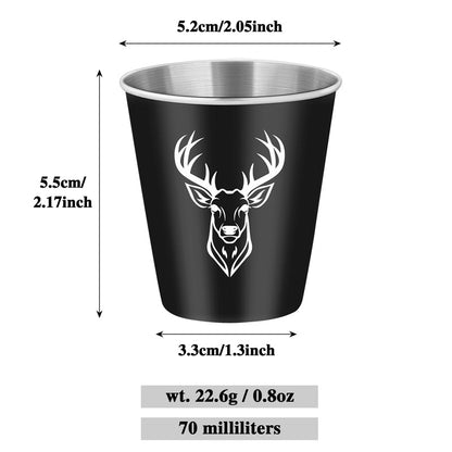 4pcs/set Stainless Steel Deer Head Shot Glasses,Portable Shot Cups for Outdoor Camping, Picnics, and Hunting. Suitable for Kitchen, Restaurant, Bar, and Party Use,Men's Gift Set