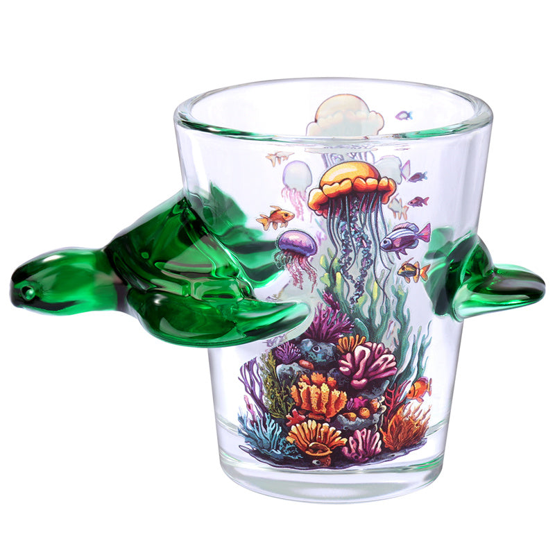 Green Sea Turtle Shot Glasses,50Ml/1.71Oz Capacity Cup for Whiskey, Vodka, Spirits,Household Bar Club Beach Party Shot Glasses