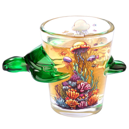 Green Sea Turtle Shot Glasses,50Ml/1.71Oz Capacity Cup for Whiskey, Vodka, Spirits,Household Bar Club Beach Party Shot Glasses
