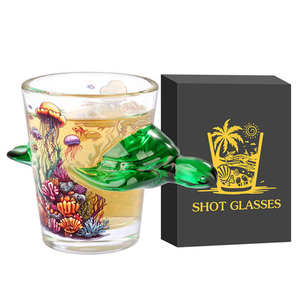 Green Sea Turtle Shot Glasses,50Ml/1.71Oz Capacity Cup for Whiskey, Vodka, Spirits,Household Bar Club Beach Party Shot Glasses
