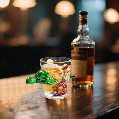 Green Sea Turtle Shot Glasses,50Ml/1.71Oz Capacity Cup for Whiskey, Vodka, Spirits,Household Bar Club Beach Party Shot Glasses