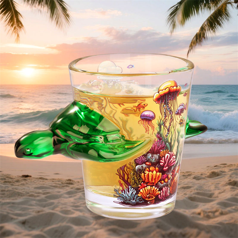 Green Sea Turtle Shot Glasses,50Ml/1.71Oz Capacity Cup for Whiskey, Vodka, Spirits,Household Bar Club Beach Party Shot Glasses