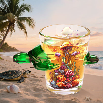 Green Sea Turtle Shot Glasses,50Ml/1.71Oz Capacity Cup for Whiskey, Vodka, Spirits,Household Bar Club Beach Party Shot Glasses
