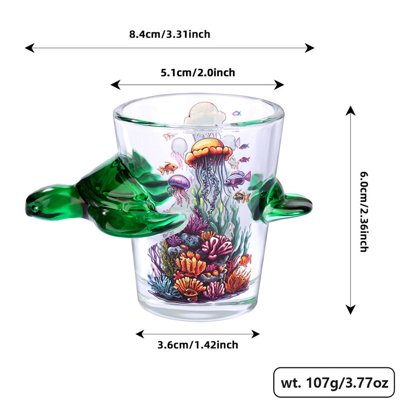 Green Sea Turtle Shot Glasses,50Ml/1.71Oz Capacity Cup for Whiskey, Vodka, Spirits,Household Bar Club Beach Party Shot Glasses