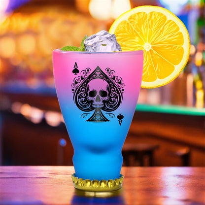 Gradient Frosted Shot Glasses with Spades Skull Design,Tequila Whiskey Glasses for Men,43ml/1.47oz Shot Cup for Bar Party Club