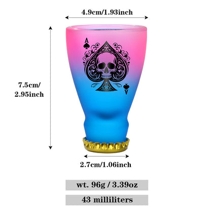 Gradient Frosted Shot Glasses with Spades Skull Design,Tequila Whiskey Glasses for Men,43ml/1.47oz Shot Cup for Bar Party Club