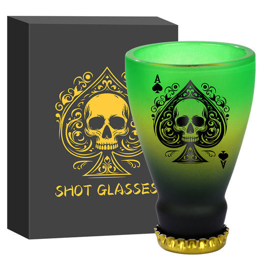 43ml/1.47oz Spades Skull Shot Glasses,Tequila Whiskey Glasses for Men, Club Bar Party Shot Glasses,Ideal Gift for Father Husband Men
