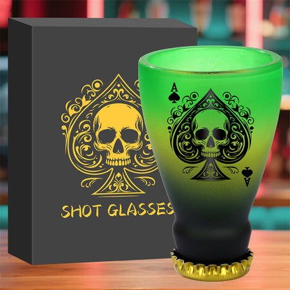 43ml/1.47oz Spades Skull Shot Glasses,Tequila Whiskey Glasses for Men, Club Bar Party Shot Glasses,Ideal Gift for Father Husband Men