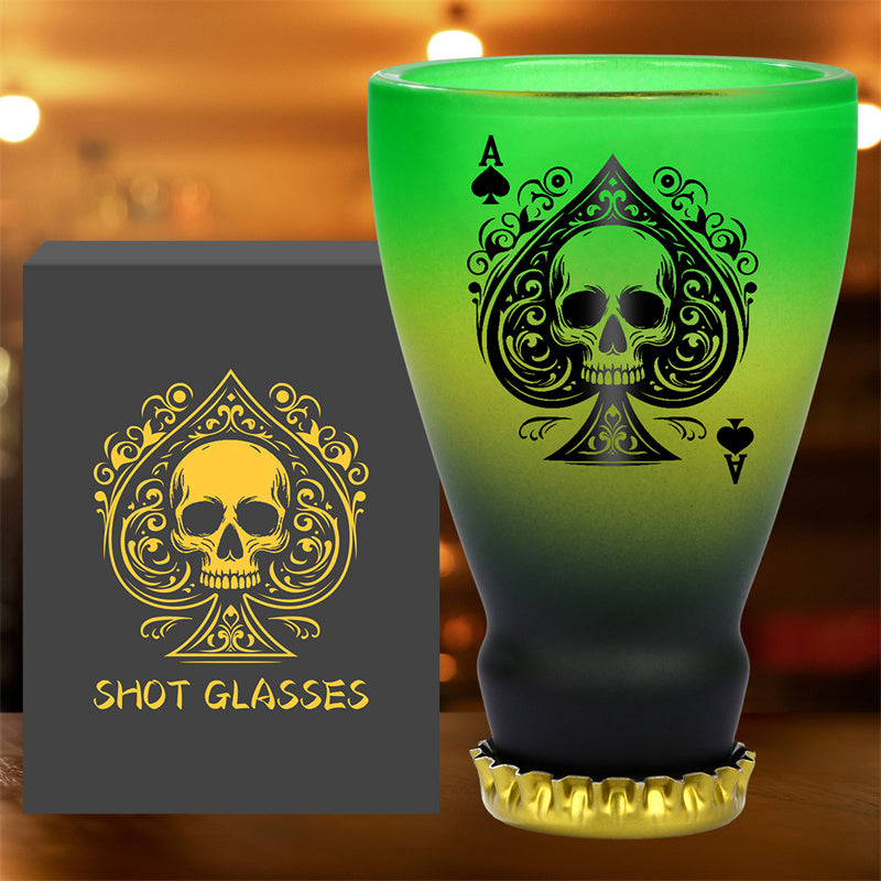 43ml/1.47oz Spades Skull Shot Glasses,Tequila Whiskey Glasses for Men, Club Bar Party Shot Glasses,Ideal Gift for Father Husband Men