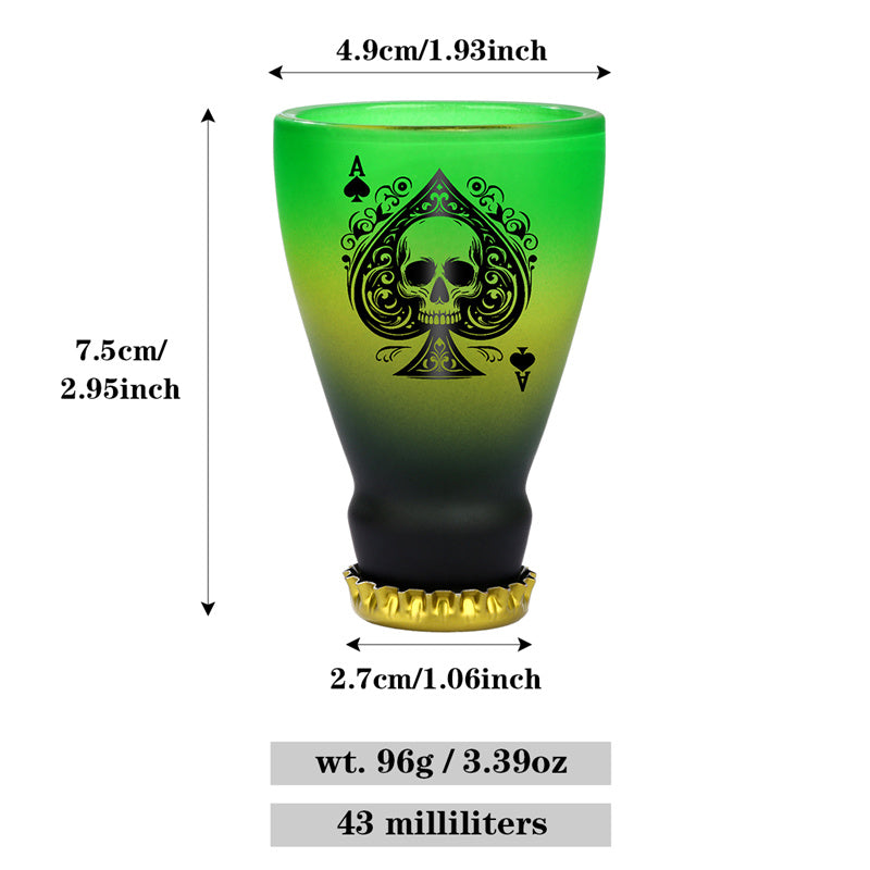 43ml/1.47oz Spades Skull Shot Glasses,Tequila Whiskey Glasses for Men, Club Bar Party Shot Glasses,Ideal Gift for Father Husband Men