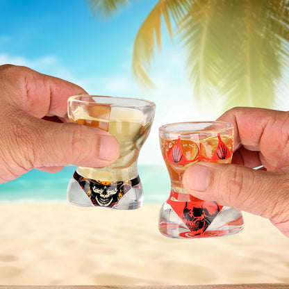 Novel Muscle Man & Bikini Glass Shot Glasses, 30ml Skull Shot Glasses, Set of 2 for Alcohol Shots, Vodka, Tequila