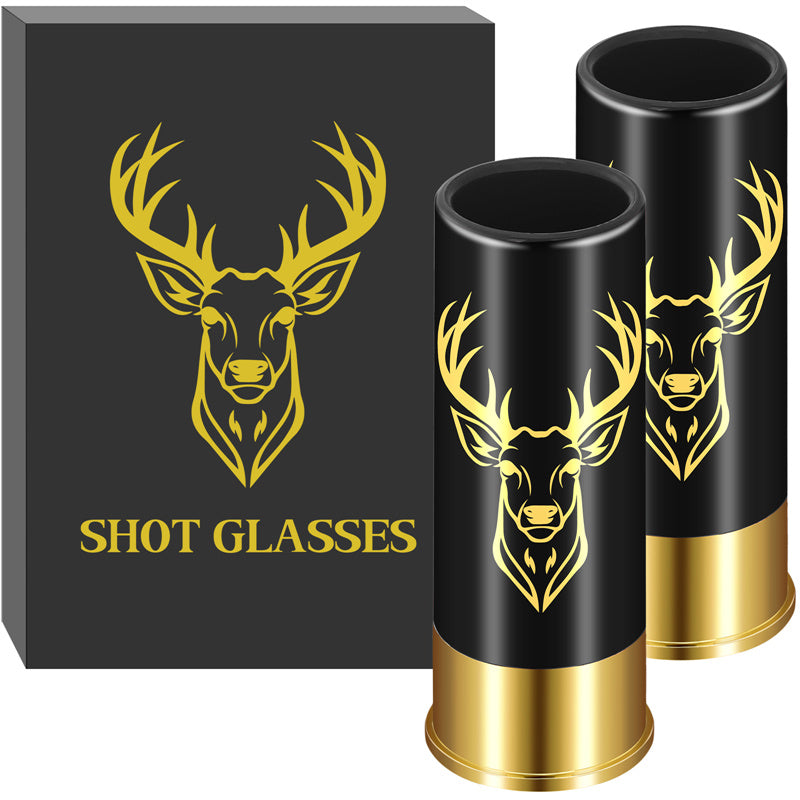 2pcs Deer Head Plastic Shot Glasses, Small Bullet Shot Cups for Whiskey Vodka Liquor,12GA Shot Glasses for Wedding Party Gifts