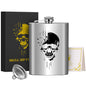 8oz Stainless Steel Hip Flask with Funnel,Skull Head Pattern Wine Pot,Portable Leak-Proof Alcohol Flask for White Liquor Tequila Whiskey, Men's Gift