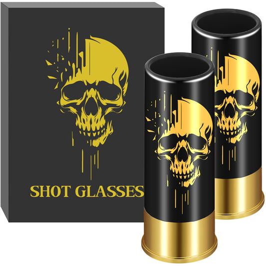 Skull Plastic Shot Glasses Bulk Set of 2 12GA Small Bullet Shot Cups for Whiskey Tequila Vodka Liquor Halloween Gift
