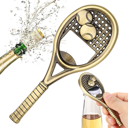 Tennis Racket Shaped Bottle Opener Metal Sports Beer Opener
