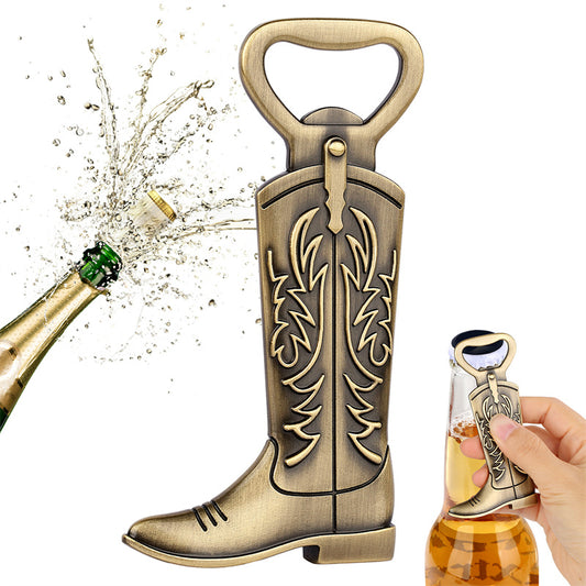 bronze Cowboy Boot Bottle Opener Metal Western Beer Opener

