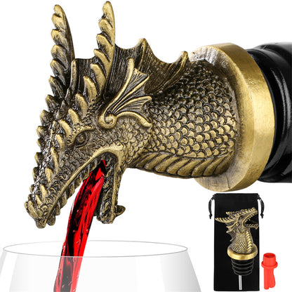 Dragon Head Liquor Pourers Spout for Alcohol Spirits, Dragon 2-In-1 Wine Bottle Pourer and Stopper for Kitchen Club Bar Party, Wine Accessories Gifts