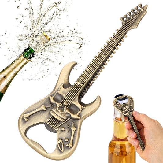Skull Guitar Shaped Bottle Opener Metal Rock Music Beer Opener
