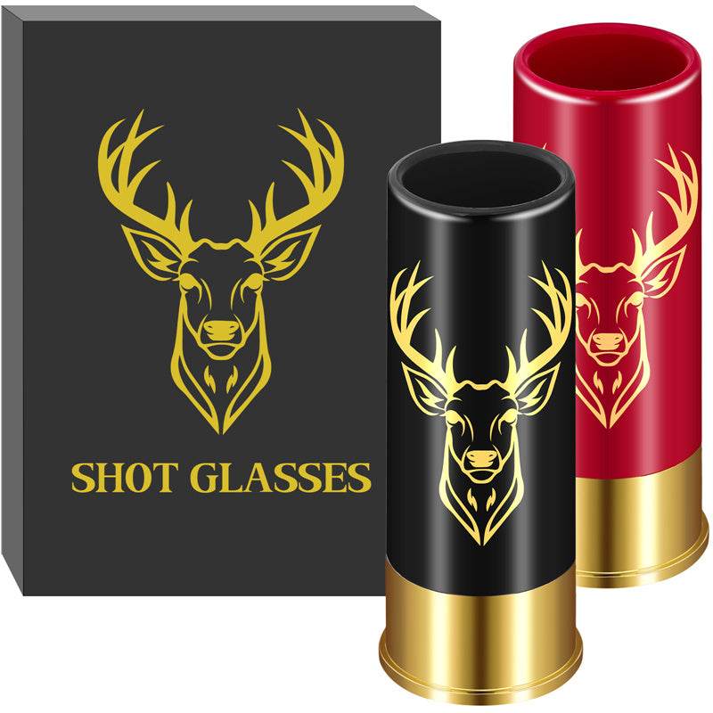 2pcs Deer Head Plastic Shot Glasses, Small Bullet Shot Cups for Whiskey Vodka Liquor,12GA Shot Glasses for Wedding Party Gifts