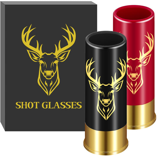 2pcs Deer Head Plastic Shot Glasses, Small Bullet Shot Cups for Whiskey Vodka Liquor,12GA Shot Glasses for Wedding Party Gifts