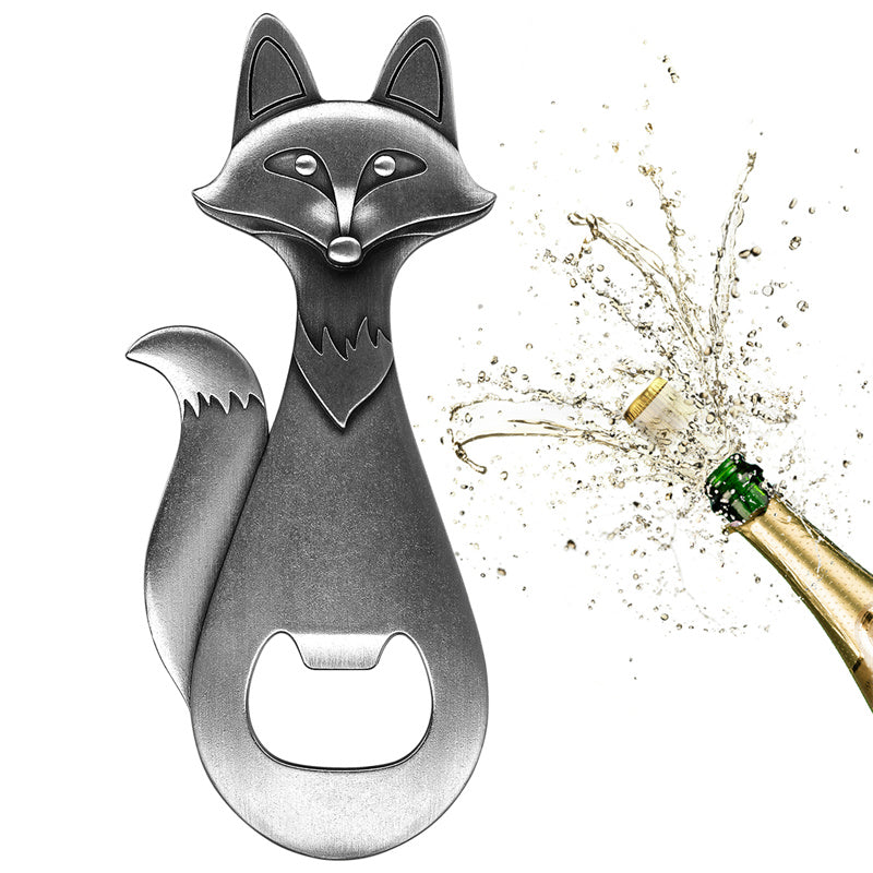 fox bottle opener, minimalist animal design beer cap remover for fox lovers