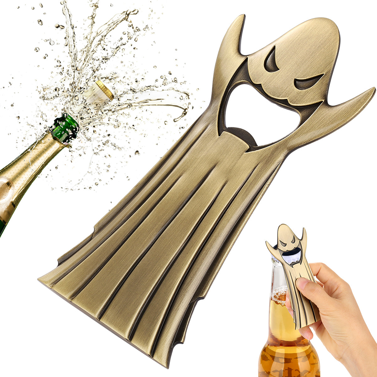 ghost shaped bottle opener, spooky Halloween metal beer opener for gothic bar decor