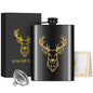 8Oz Stainless Steel Hip Flask,Pocket Flask with Funnel,Deer Head Pattern Wine Pot for Alcohol Liquior,Tequila, Whiskey, Perfect for Camping, Hiking and Outdoor Activities,Ideal Father's Day and Christmas Gift