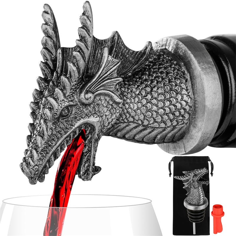 Dragon Head Liquor Pourers Spout for Alcohol Spirits, Dragon 2-In-1 Wine Bottle Pourer and Stopper for Kitchen Club Bar Party, Wine Accessories Gifts