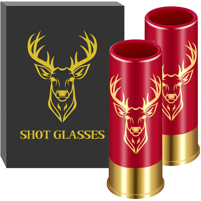 2pcs Deer Head Plastic Shot Glasses, Small Bullet Shot Cups for Whiskey Vodka Liquor,12GA Shot Glasses for Wedding Party Gifts