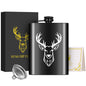 8Oz Stainless Steel Hip Flask,Pocket Flask with Funnel,Deer Head Pattern Wine Pot for Alcohol Liquior,Tequila, Whiskey, Perfect for Camping, Hiking and Outdoor Activities,Ideal Father's Day and Christmas Gift